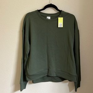 Green crewneck athletic sweatshirt